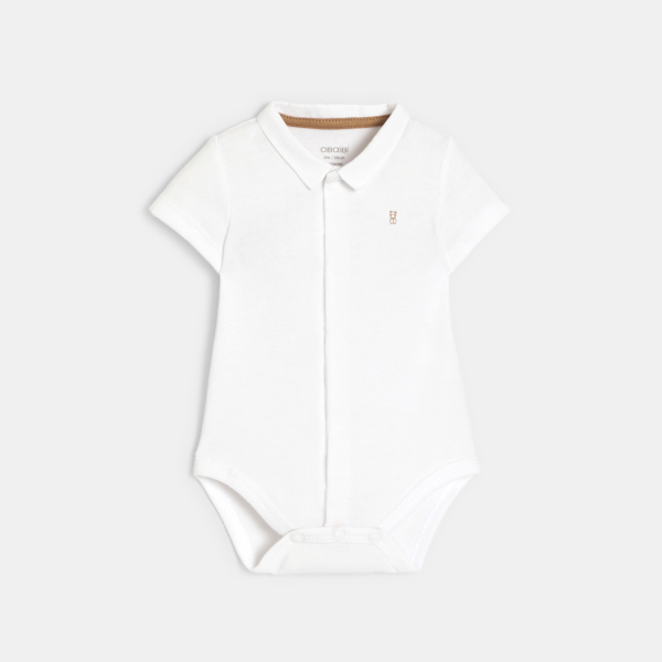 سالوبيت قصير مخطط وبودي بياقة بولو، باللون البني للأولاد الصغار